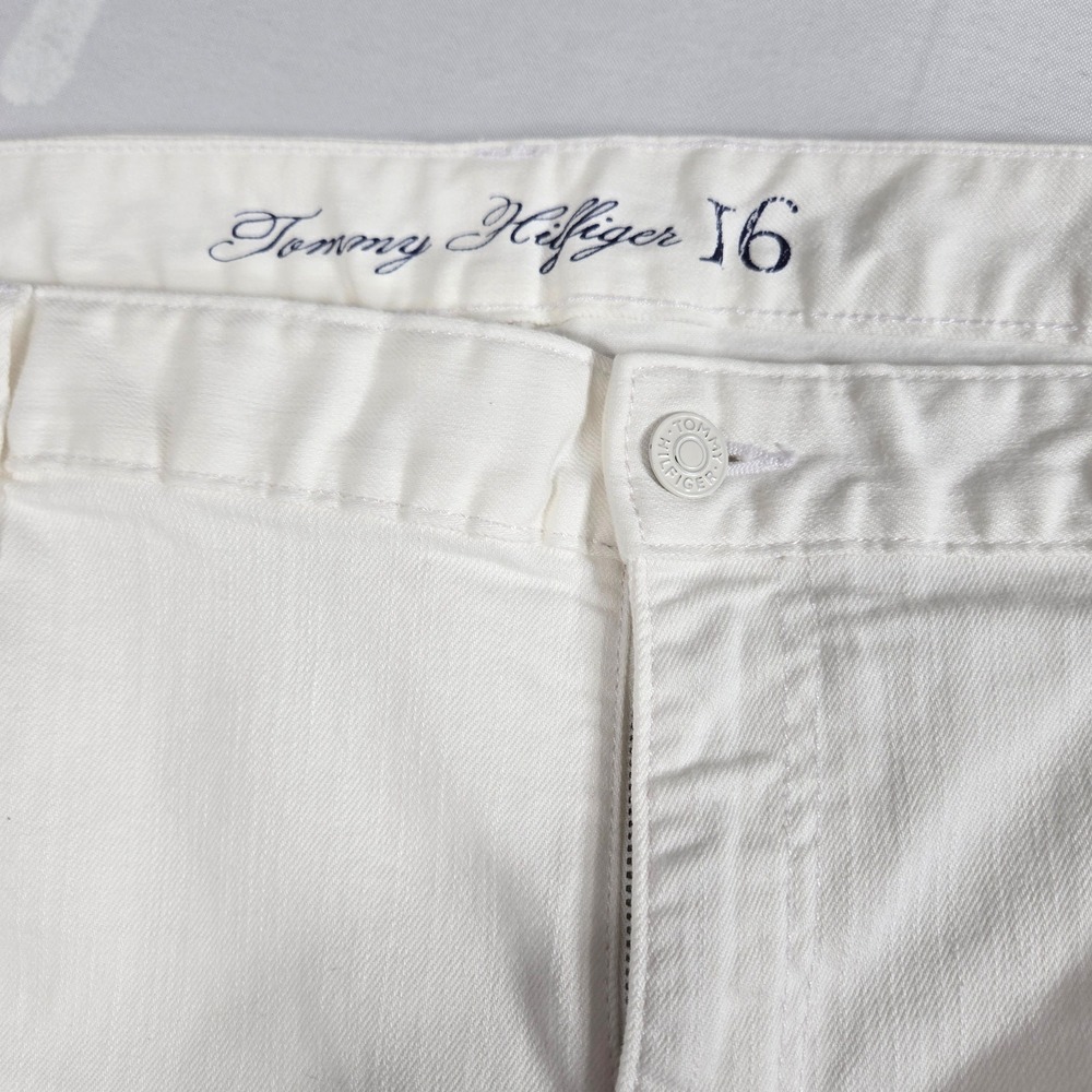 Vintage Womens Tommy Hilfiger White Denim Shorts Size 16